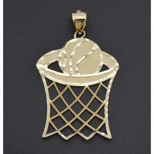 Real 10k Solid Yellow Gold Basket Ball Sports Charm Pendant 3.0 gr 40.9 mm
